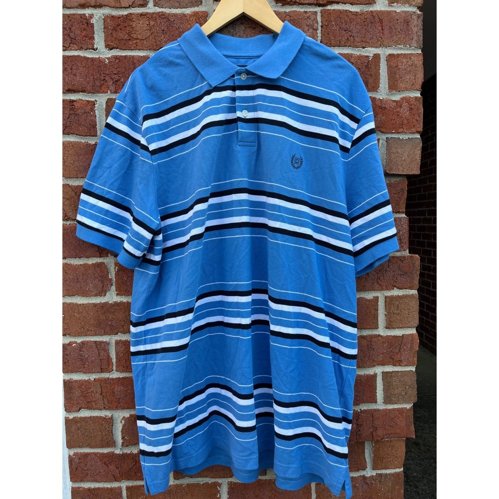 Chaps Mens Blue Striped Short Sleeve Pique Polo Shirt XL NWT 13700CC Rain